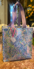 NWT Lilly Pulitzer Purple Blue Reusable Grocery Market Shopper Tote Bag