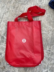 Lululemon Small Red And White Logo Reusable Shopping Bag New
