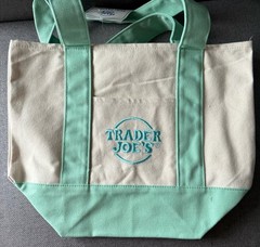 4X TRADER JOE’S MINI PASTEL CANVAS TOTE BAG, NEW SPRING PASTEL COLORS 4 BAGS SET