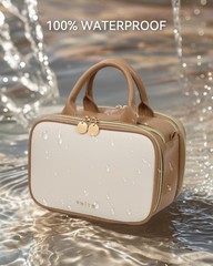 Prite Travel Makeup Bag Women’s Large Capacity Waterproof Medium, Beige Brown