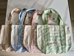 Trader Joe’s Striped Mini Canvas Reusable Tote Bags 4-Pack Multicolor