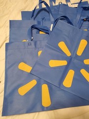 8 Lot Nos XLarge Walmart Reusable Shopping Bags Set Blue Crafts Tools 18″ X 17″