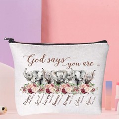 WZMPA Funny Elephant Makeup Bag Animal Lover Gift God Says