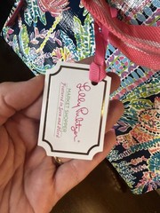 Lilly Pulitzer Market Shopper Pattern “Oyster Bay Navy” Tote Grocery Bag NWT