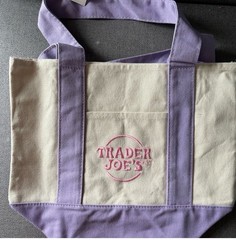 4X TRADER JOE’S MINI PASTEL CANVAS TOTE BAG, NEW SPRING PASTEL COLORS 4 BAGS SET