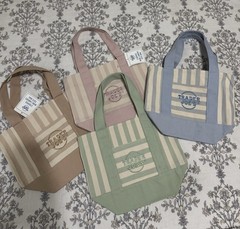 Trader Joe’s Canvas Mini Tote Bags Striped Reusable Multicolor