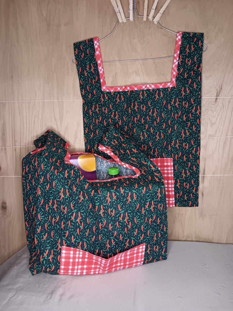 New handmade Reusable Market Bag Foldable with pocket Cotton Fabric