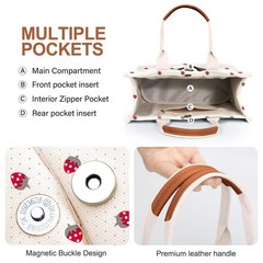 Canvas Tote Bag for Women, Large Work Purses Bible Tote(Small Strawberry)