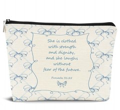 Dejfel Inspirational Jesus Bible Verse Blue Coquette Bow Makeup blue