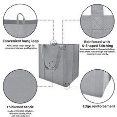 6 PCS Reusable Grocery Bag Reinforced Handle Thick Bottom Board 45lb Large