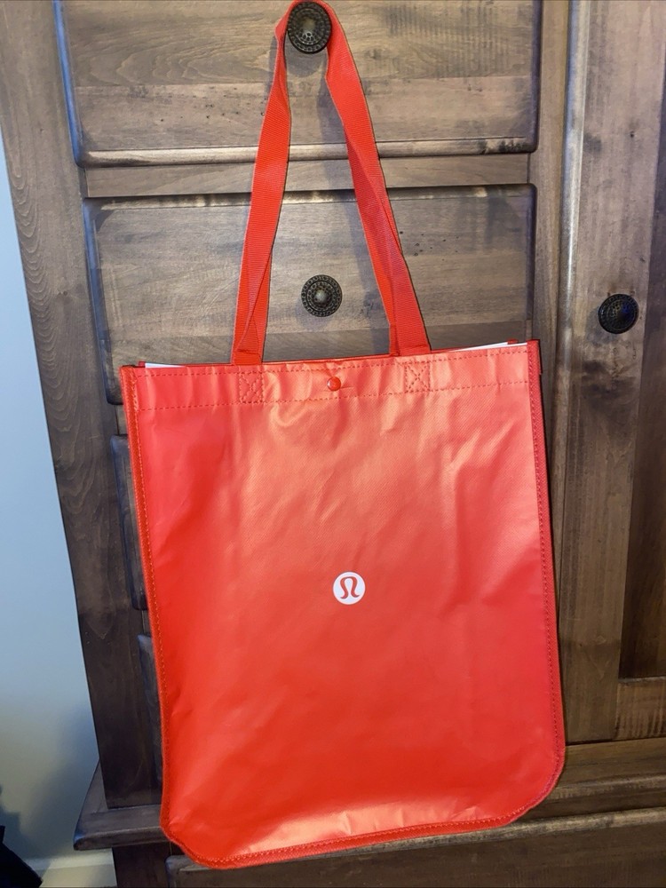 Reusable LULULEMON Shopping Tote Bag Fabric Handles Snap Closure Large