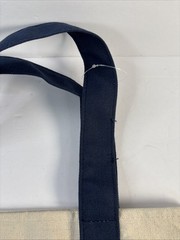 Trader Joes Mini Tote Canvas Blue Handle Red Logo NWOT Minimalist
