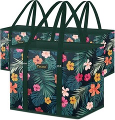Ultra-Sturdy Blossom Season Reusable Grocery Bags – 3-Pack Water-Resistant Totes