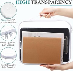 Sanwuta 4 Pcs Clear Hard Zipper Case with 13.8 x 11.8 x 2 Inches, White
