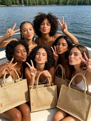 Burlap Tote Bag Set with Handles,15.35 * 5.91 * 11.81 Inches Jute Tote Waterp…