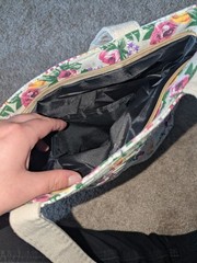 Dubai Floral Multicolor Canvas Medium Tote Bag w/ Zipper, 10in x 8in