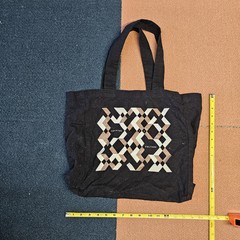 Counter Culture 20 Geometric Reusable Canvas Tote Eco Bag Black 14″x14″ W3a