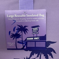 Trader Joe’s Insulated Tote Freezer Cooler Bag Market Shopper XL Purple Lavender