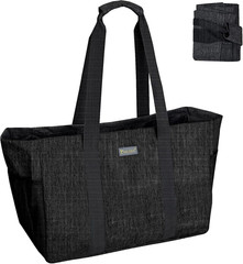 Soft 9 Gallon Extra Large Utility Tote, Foldable Reusable Storage Bag (Charcoal