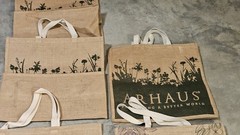 ARHAUS Jute Reusable Beige Shopping Tote Bags (Qty 7)