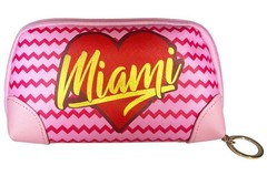 Valentine’ Day Miami Cosmetic Bag, Red Chevron Pink And Pattern