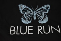 Blue Run Butterfly Tote Bag Canvas Carry Case Grocery Shopping Black 19-1/2″x15″