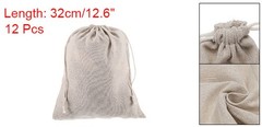 12pcs Cotton Storage Bags 10.6″ x 12.6″ Canvas Drawstring Bag, Beige