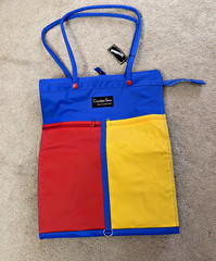 Travelwell Cookie Sac Rolling Tote Bag Handles Zipper Red Yellow Blue Retro NWT