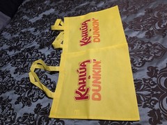 2- Kahlua & Dunkin Yellow Resuable Shopping Bags