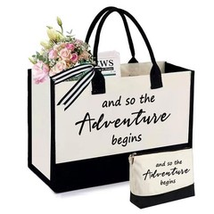 Adventure Canvas Tote Bag, Bridal Shower Gifts for Bride,Wedding Gift Bag, En…