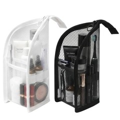 Edyzozs Standing Toiletry Bag Portable Stand Up Travel Containers Black+White