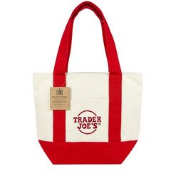 TRADER JOE’s Tote Mini Tote Canvas Tote Bag RED Color Mini Tote Bag