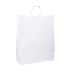 150 Pack – Medium White Kraft Paper Bags with Handles [10x5x13 Inches]