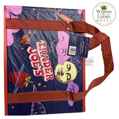 Trader Joe’s Stand-Up Collapsible Grocery Tote Bag Navy Moon Greetings 6 Gallons