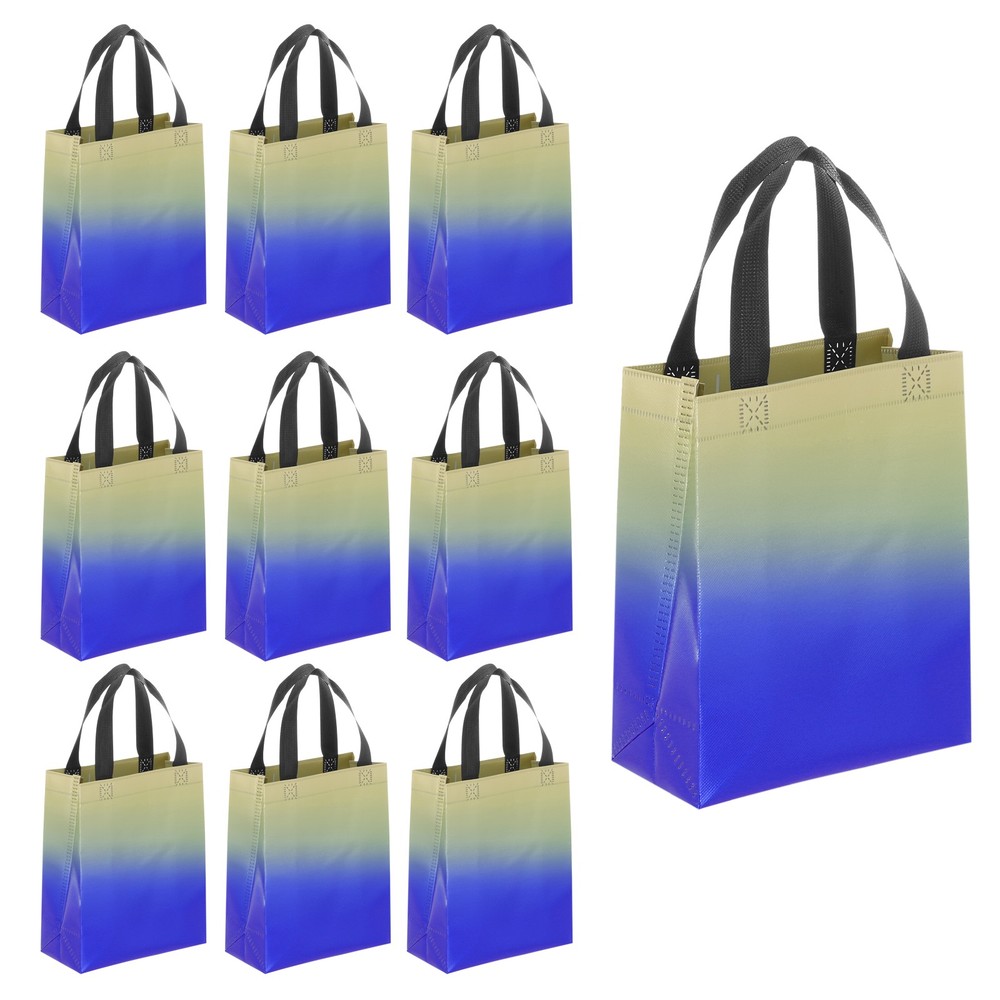 12Pcs Reusable Gift Bags with Handles 7.9 x 9.8 Inch Gradient Yellow Blue