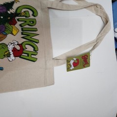PRIMARK Santa Grinch Tote Bag Stole Christmas Presents Dr Seuss Cotton Ski