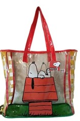 Peanuts SNOOPY & WOODSTOCK XL TRANSPARENT Reusable Tote/Shopping/Gift Bag🆓Ship!