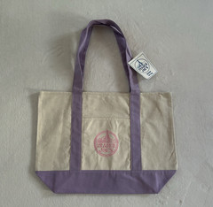 Trader Joe’s Trending Large Purple Embroidered Logo Reusable Canvas Tote Bag NWT