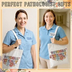 2 Pcs Physical Therapy Gifts for Women, Retro Floral Canvas Tote Bag with Mak…