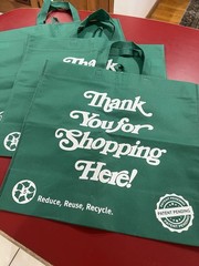 Lot of 3 – Green Reusable Grocery Bags Eco Friendly Thank You For Shopping Here