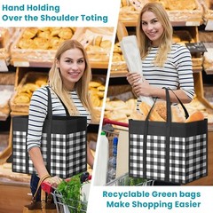 Reusable Grocery Bags,4-Pack, Foldable Reusable Shopping 16.1″ x 10.2″ x 13″