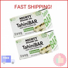Mighty Sesame TahiniBars With Pistachio (2 Pack Total 12 Bars) 100 Calorie Bar,