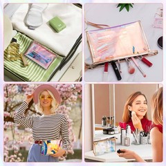Voittozege 10 Pcs Holographic Makeup Bag 9 x 5.9 x 2.8 inches, holographic