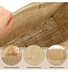 Burlap/Jute Tote Bags 8 Pack w/Handles and Laminated Interior