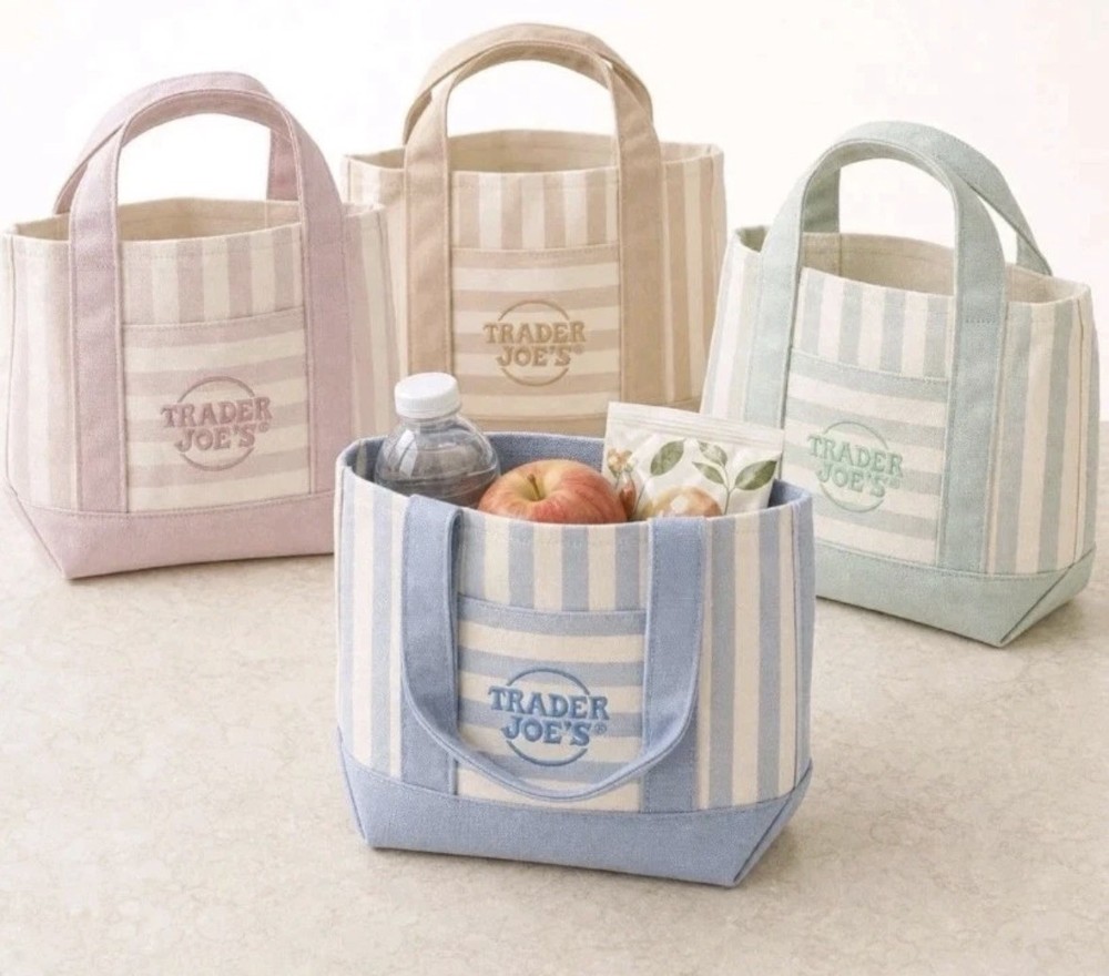 Trader Joe’s Striped Canvas Mini Tote Bag Set 4 Colors Summer 2026 FAST Shipping