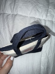 NWT Trader Joe’s Micro Tote Bag One Size White Navy Canvas Bag