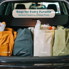 Nook Theory 3-Pack Reusable Grocery Bags – Heavy Duty, Large 12 Oz Cotton Can…