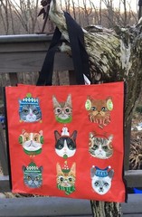 TJ MAXX~Cats Scarf Hat Winter Kitties Xmas Holiday Reusable Shopping Bag~EcoTote