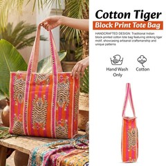 100% Cotton Lightweight Shoulder Tote Bag Women Reversible and Grocery Bags S…