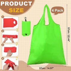4 Pack Foldable Travel Bag with Handles, Shopping Tote Pouch, Light Green